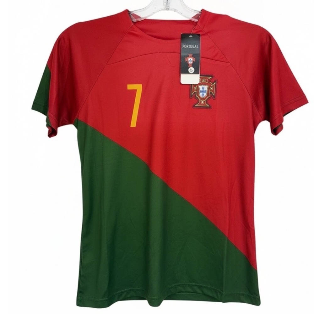 Portugal Ronaldo 7 Soccer Jersey Red Green Men Small 2022 World Cup Style NEW